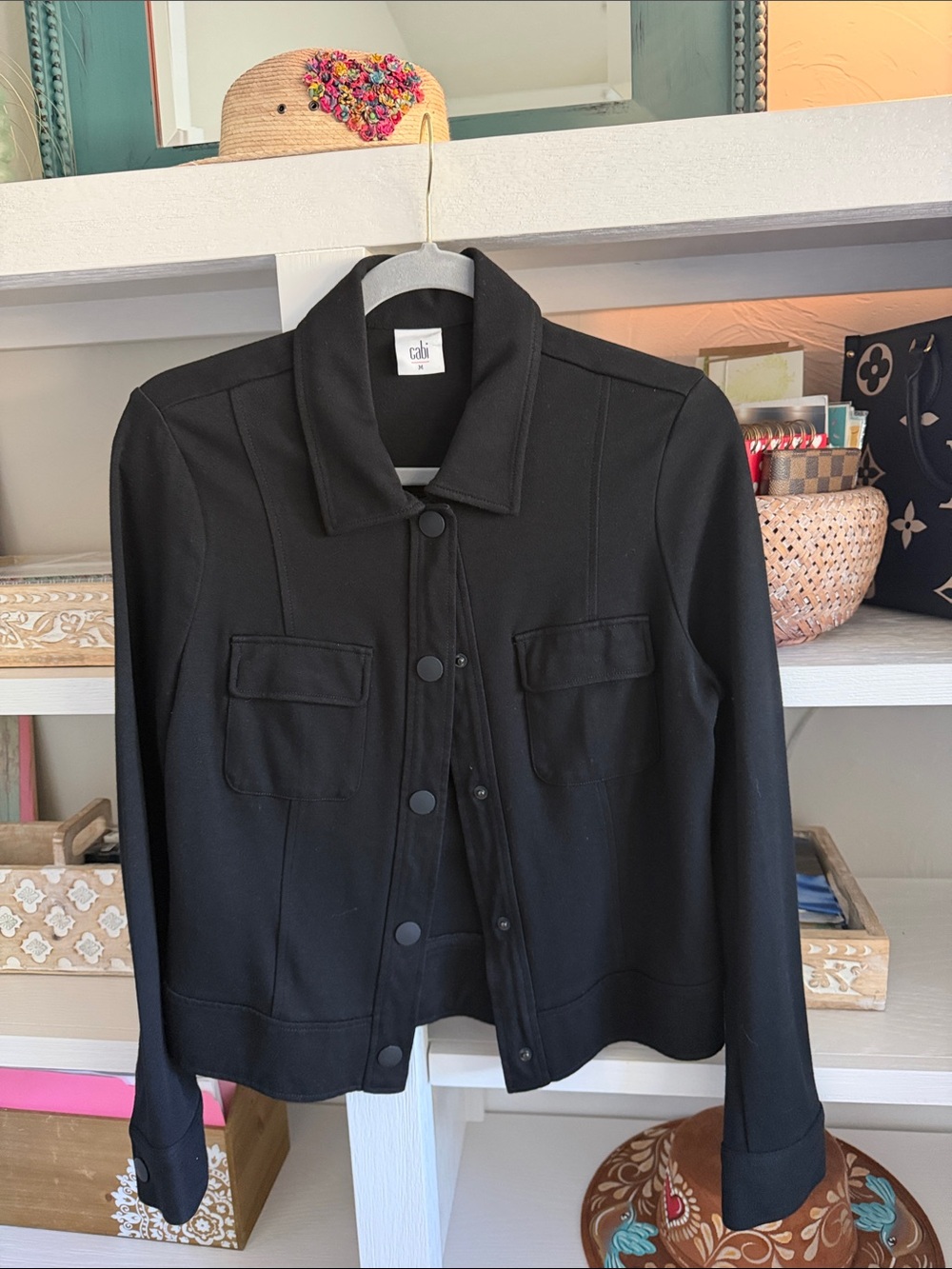 Cabi Ava Black Snap Button Jacket style #3174 Size Medium.
